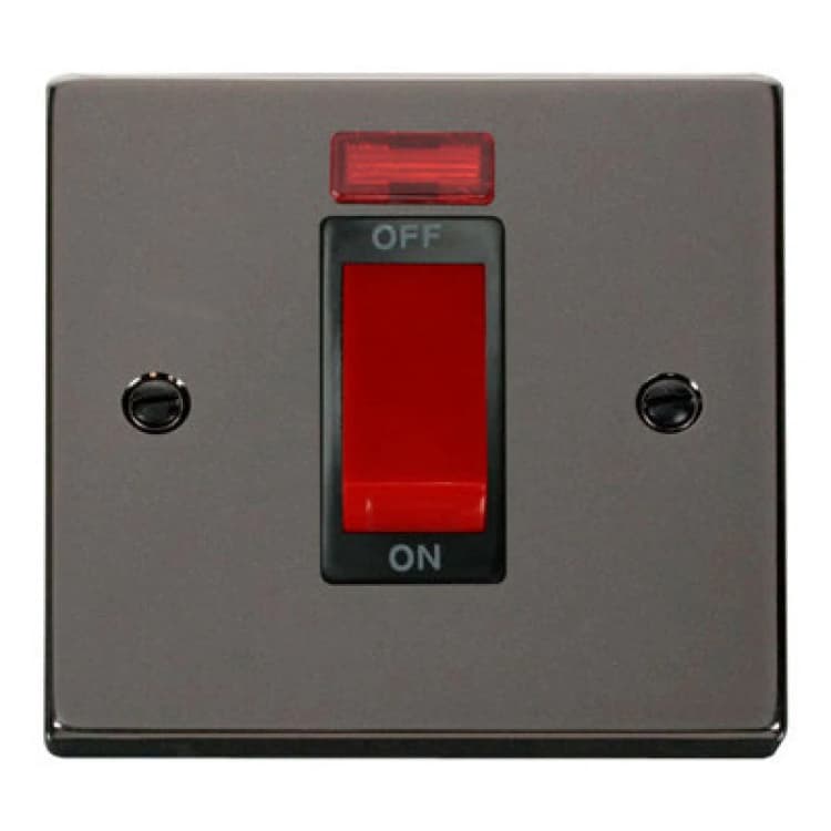 Image of SE Home Black Nickel 1 Gang Size 45A Switch With Neon Black