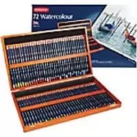 Image of DERWENT WATERCOLOUR 72 WOODEN BOX