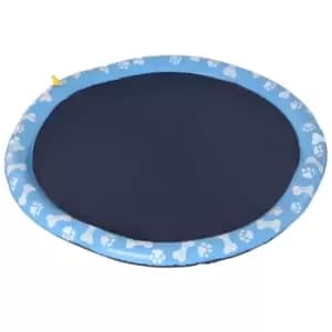 Image of PawHut 170cm Splash Pad Sprinkler for Pets Dog Bath Pool Water Game Mat Toy Non-slip Outdoor Backyard, Blue