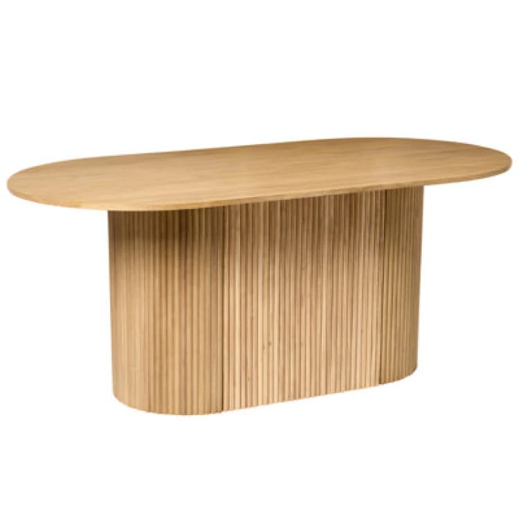 Image of Beliani Dining Table Lunnin Light Oak 90 Cm 180 Cm