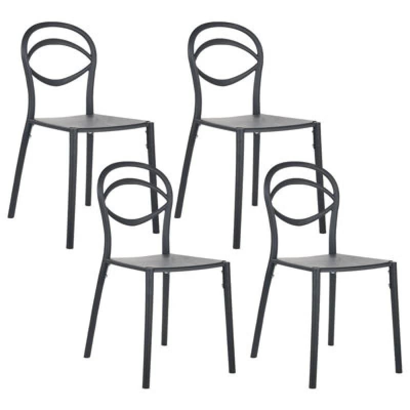Image of Beliani Set Of 4 Garden Chairs Covolo Black