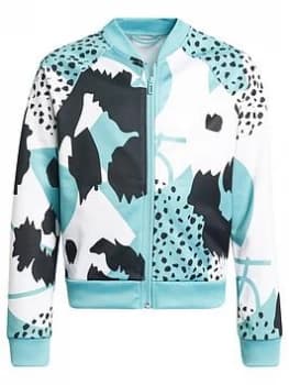 Image of adidas Girls Aero Ready Graphic Track Top - Blue Multi, Blue/Multi, Size 13-14 Years, Women