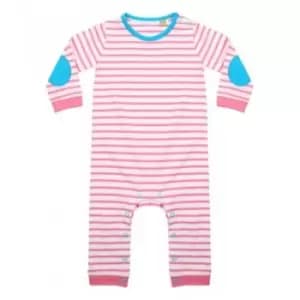 Image of Larkwood Baby Boys Long Sleeve Striped Bodysuit (12-18 Months) (Pale Pink/White)