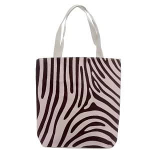 Image of Wild Life Zebra Print Cotton Bag with Zip and Lining