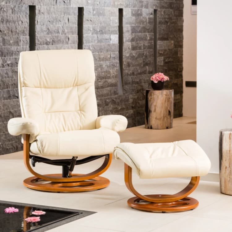 Image of Artemis Home Barriston Swivel Recliner & Footstool in Cream Cream Unisex