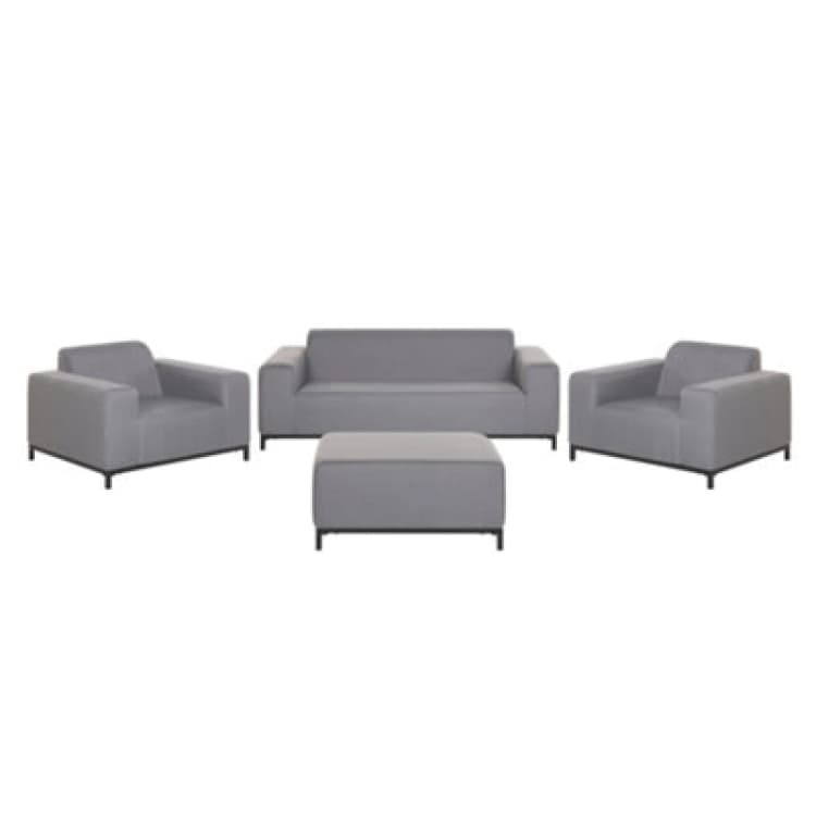 Image of BELIANI Beliani - Modern 4 Piece Outdoor Indoor Conversation Set Grey Fabric Black Legs Rovigo 252583