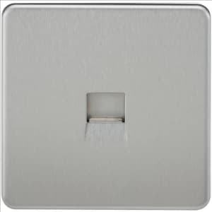 Image of KnightsBridge Screwless Brushed Chrome Telephone Extension Socket