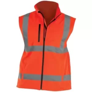 Image of Yoko Mens Hi Vis Softshell Bodywarmer / Workwear (XL) (Hi Vis Orange) - Hi Vis Orange