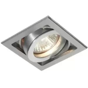 Image of Single Square Adjustable Head Ceiling Spotlight Aluminium GU10 50W Box Downlight
