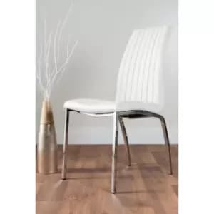 Image of 2x Isco Faux Leather Upholstered White Chrome Dining Chairs - White
