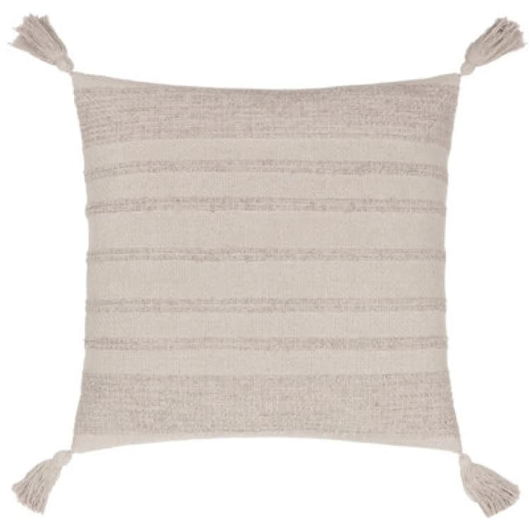Image of Yard Larch Woven Tasselled Cushion in Cream Size: 45cm x 45cm Cream Unisex 45cm x 45 cm