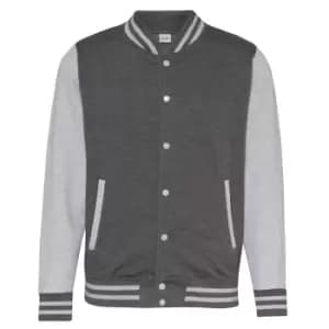 Image of Awdis Unisex Varsity Jacket (L) (Charcoal/Heather Grey)