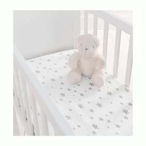 Image of Silentnight Crib Fitted Sheet Pair - Grey Star