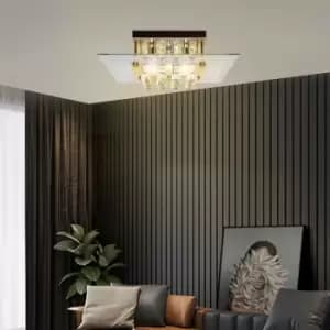 Image of Modern Square K9 Crystal Droplet Ceiling Light, none