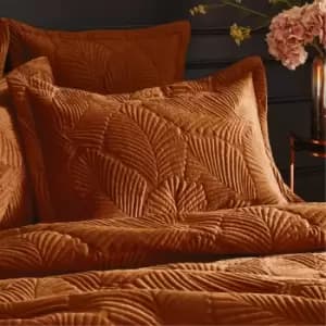Image of Palmeria Quilted Velvet Pillowcase Rust