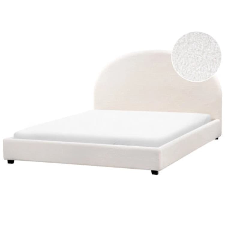 Image of Beliani Bed Boucle Vaucluse 160 X 200 Cm (Eu King Size) Off-White