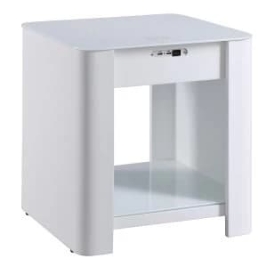Image of Jual San Francisco White Smart Bedside/Lamp Table Wireless Charger & Light