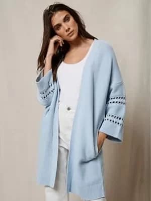 Image of Mint Velvet Mint Velvet Links Links Cotton Edge To Edge Cardigan, Blue Size M Women