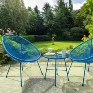 Image of Monaco 2 Seater Blue Egg Chair Bistro Set Blue