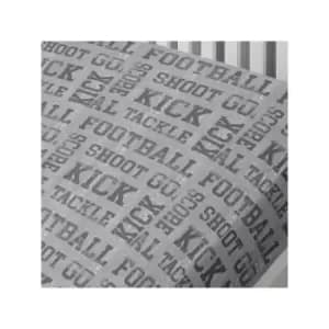 Image of Football Print Fitted Sheet, Grey, Single - Bedlam