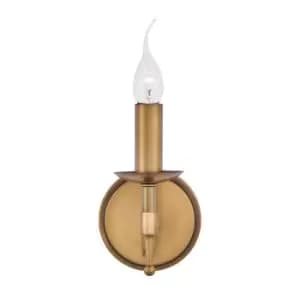 Image of Stanford 1 Light Indoor Candle Wall Light Antique Brass, E14