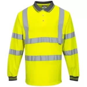Image of S277YER5XL - sz 5XL Hi-Vis Long Sleeved Polo - Yellow - Yellow - Portwest