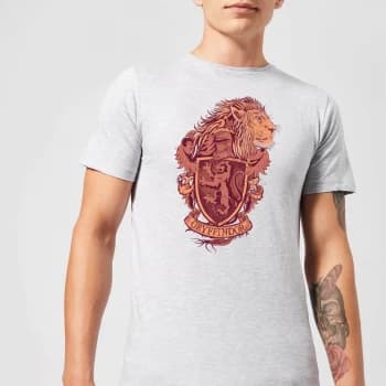 Image of Harry Potter Gryffindor Drawn Crest Mens T-Shirt - Grey - XS - Grey