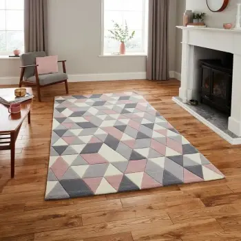 Image of HK3653 Grey Rose 120cm x 170cm Rectangle - Grey and Pink