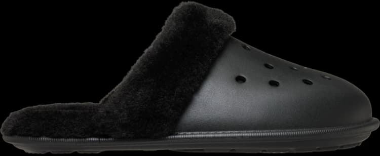 Image of Crocs Unisex Classic Fuzz Scuff Slippers Black W9/M8