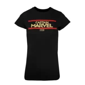 Image of Captain Marvel Womens/Ladies Letters T-Shirt (M) (Black)