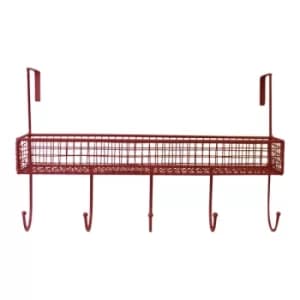 Image of Geko Mesh Over Door Shelf With 5 Hooks Red