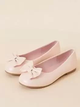 Image of Accessorize Girls Bow Ballerina Shoes - Pink, Size 7 Younger