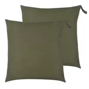 Image of Furn. Plain Outdoor Polyester Filled Floor Cushions Twin Pack Olive