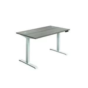 Image of First SitStand Desk 1600x800x630-1290mm Grey OakWhite KF820789