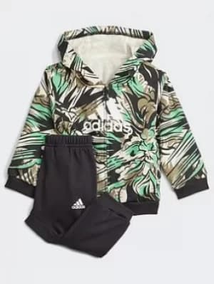 Image of adidas Jogger Set, Grey/Red/White, Size 0-3 Months