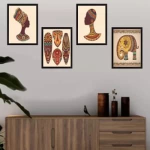 Image of SET_060 Multicolor Decorative Framed Painting (4 Pieces)