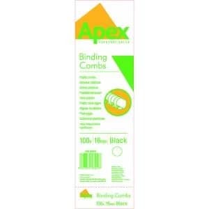 Image of Fellowes Apex Plastic Binding Combs 16mm Black Pack of 100 6202301