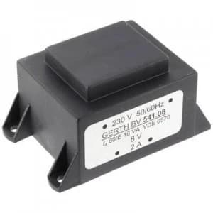 Image of PCB mount transformer 1 x 230 V 2 x 7.50 V AC 16 VA 1066 mA