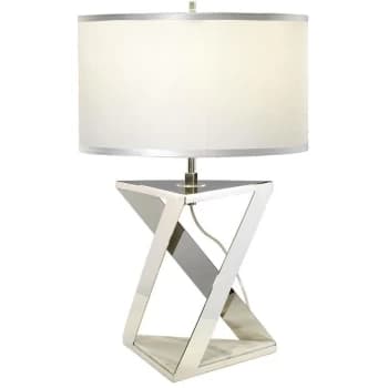 Image of Aegeus - 1 Light Table Lamp White, Polished Nickel, E27 - Elstead