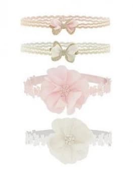 Image of Monsoon Baby Girls 4 Pack Shimmer Head Band Set - Multi