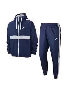 Image of Nike NSW Contrast Woven Hooded Tracksuit - Navy Size M Men