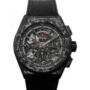 Image of Defy Black Carbon Automatic Skeleton Dial Mens Watch