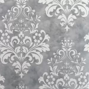 Image of Arthouse Baroque Damask Grey & White Wallpaper