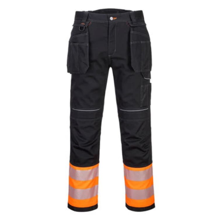 Image of Portwest PW30 Hi Vis Class 1 Holster Trousers PW307OBR36 Colour: Orange / Black