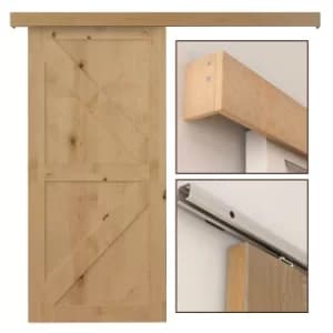 Image of HOMCOM 6.5FT /2000mm Modern Sliding Barn Door Closet Hardware Track Kit Track System Unit For Single Wooden Door