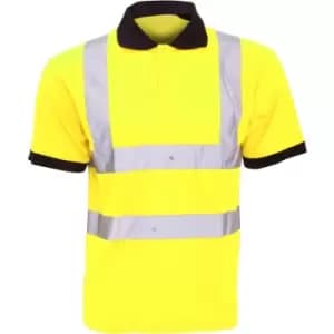 Image of Yoko Hi-Vis Short Sleeve Polo Shirt / Mens Workwear (5XL) (Hi-Vis Yellow) - Hi-Vis Yellow