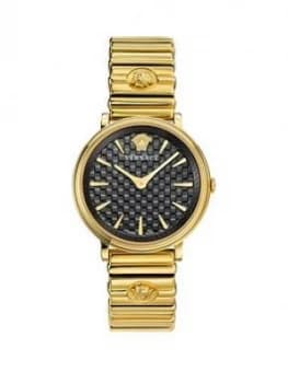 Image of Versace V-Circle Black Dial Gold Stainless Steel Bracelet Ladies Watch