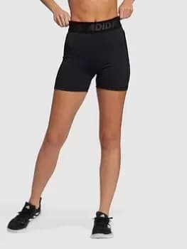 Image of adidas Tech-fit 3 Bar Short Tight 4" - Black/White, Size 2Xs, Women