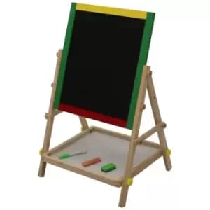 Image of Adjustable Childrens 2-in-1 Wooden Easel Black White Board