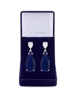Image of Jon Richard Rhodium Plated Cubic Zirconia Statement Blue Peardrop Earrings - Gift Boxed, Blue, Women